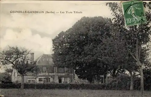 Ak Gesnes-le-Gandelin Sarthe, Les Trois Tilleuls