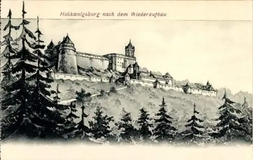 Ak Orschwiller Orschweiler Elsass Bas Rhin, Hohkönigsburg nach dem Wiederaufbau