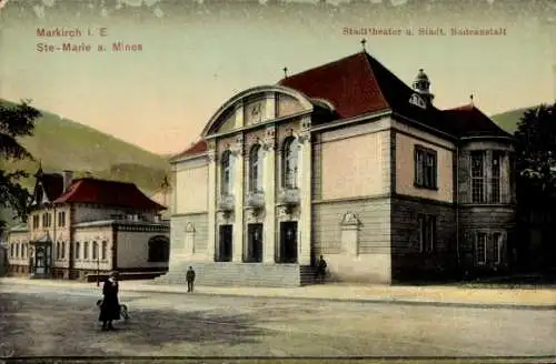 Ak Sainte Marie aux Mines Markirch Elsass Haut Rhin, Stadttheater, Städtische Badeanstalt