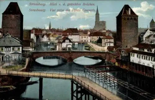 Ak Strasbourg Straßburg Elsass Bas Rhin, gedeckte Brücken