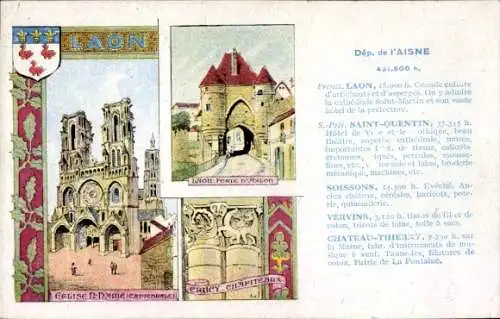 Ak Laon Aisne, Saint Quentin, Soissons, Vervins, Chateau Thierry, Eglise Notre Dame