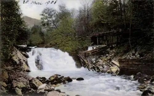 Ak Schönau am Königssee Oberbayern, Wasserfall der Ache