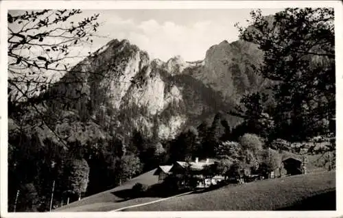 Ak Schönau am Königssee Oberbayern, Alpenwirtschaft Vorderbrand, Panorama