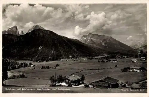 Ak Schönau am Königssee Oberbayern, Panorama, Watzmann, Hochkalter, Reiteralpe