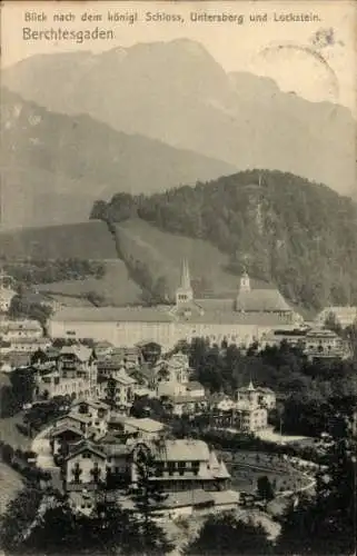 Ak Berchtesgaden in Oberbayern, Königl. Schloss, Untersberg und Lockstein