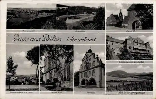 Ak Brilon im Sauerland, Gesamtansicht, Pfarrkirche, Rathaus, Erholungsheim Dr. Drübel