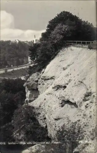 Ak Grünwald im Isartal Oberbayern, Felsen