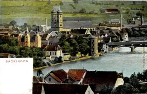 Ak Bad Säckingen Kreis Waldshut, Gesamtansicht, Brücke