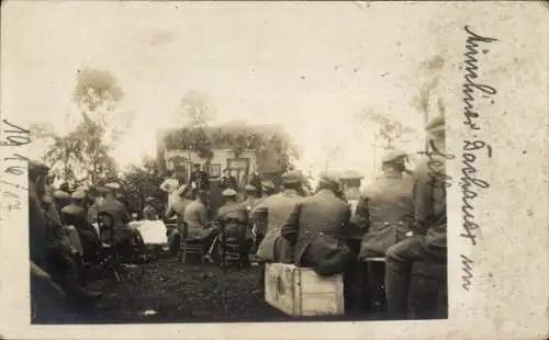 Foto Ak Münchner Dachauer im Feld, Deutsche Soldaten in Uniformen, Aufführung, I WK