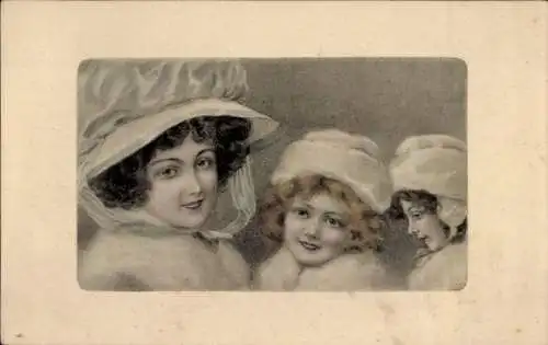 Künstler Ak Frau mit Kindern