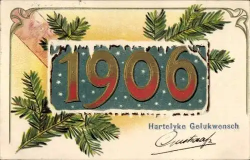Ak Glückwunsch Neujahr, Jahreszahl 1906