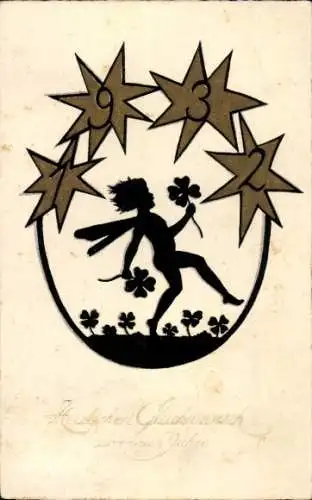 Ak Glückwunsch Neujahr, Jahreszahl 1932, Kind mit Klee