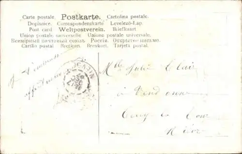 Präge Litho Glücksbringer, Hufeisen, Vergissmeinnicht, Klee