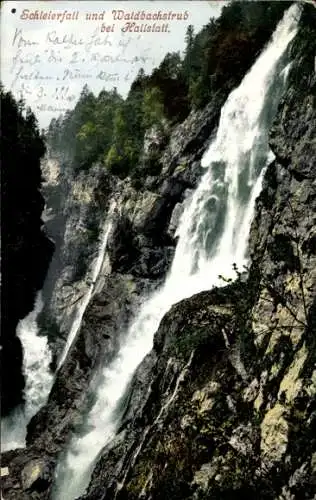 Ak Hallstatt im Salzkammergut Oberösterreich, Schleierfall und Waldbachstrub