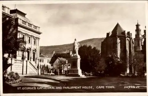Ak Cape Town Kapstadt Südafrika, St. Georges Cathedral und Parliament House