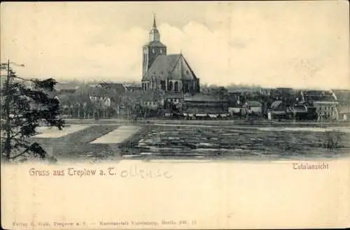 Ak Treptow an der Tollense Altentreptow in Vorpommern, Totalansicht, Kirche