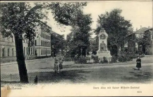 Ak Heilbronn am Neckar, Obere Allee, Kaiser-Wilhelm-Denkmal