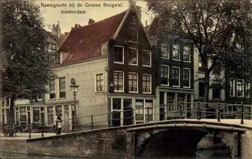 Ak Amsterdam Nordholland Niederlande, Raamgracht in der Nähe von Groene Burgwal
