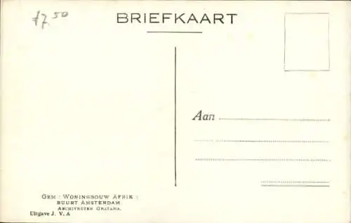 Ak Amsterdam Nordholland Niederlande, Wohnungsbau Afrika