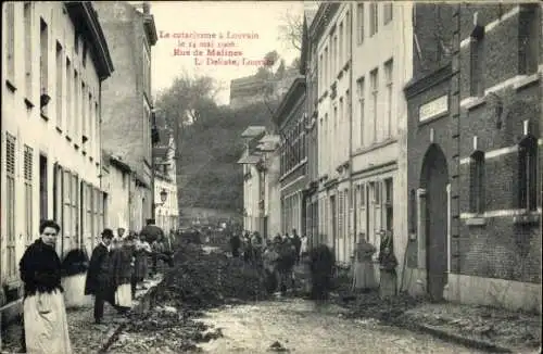 Ak Louvain Louvain Flämisch-Brabant, Rue de Malines, die Katastrophe 1906