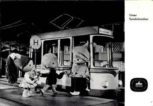Ak Unser Sandmännchen, Sandmann, DDR Deutscher Fernsehfunk, Straßenbahn