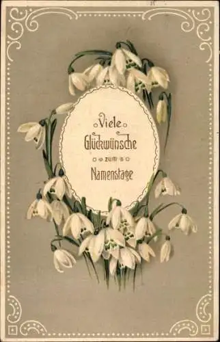 Ak Glückwunsch Namenstag, Schneeglocken