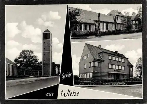 Ak Wietze Lüneburger Heide, Kirche, Rathaus