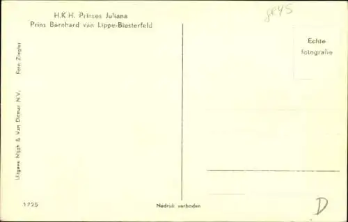 Ak Prinzessin Juliana der Niederlande, Prinz Bernhard von Lippe Biesterfeld