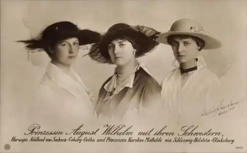 Ak Prinzessin August Wilhelm mit ihren Schwestern, Alexandra Viktoria, Adelheid, Karoline Mathilde