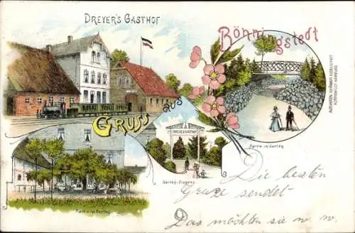 Ak Bönningstedt in Schleswig Holstein, Dreyer's Gasthof, Dampflok