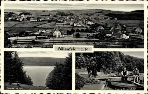 Ak Gillenfeld in der Eifel, Strandbad, Totalansicht, Pulver-Maar