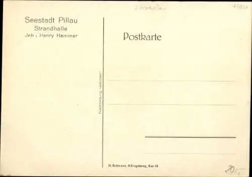 Gedicht Wappen Ak Baltijsk Pillau Ostpreußen, Strandhalle, Es liegt eine Stadt, Hans Parlow