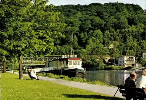 Ak Kettwig Essen im Ruhrgebiet, Teilansicht, Uferweg, Schiff Thetis