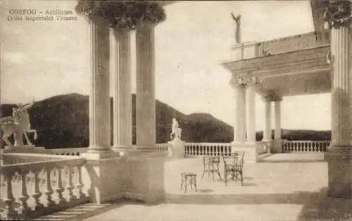 Ak Korfu Griechenland, Kaiserliche Villa Achilleion, Terrasse