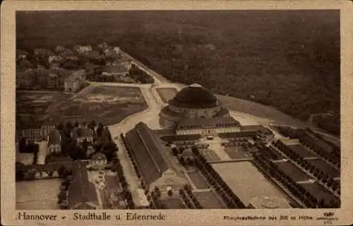 Ak Hannover in Niedersachsen, Stadthalle, Eilenriede, Fliegeraufnahme