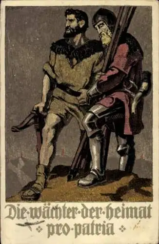 Ganzsachen Ak Schweizer Bundesfeier 1910, Die Wächter der Heimat, Pro Patria, Tell