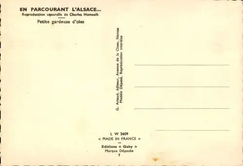 Künstler Ak Hornvalk, C., Junge Elsässerinnen in Volkstracht, Gänse