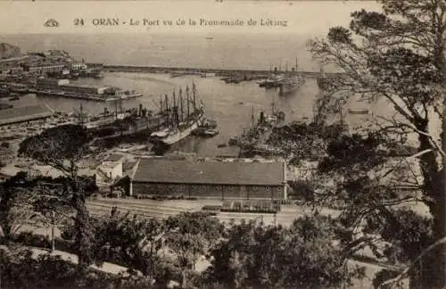 Ak Oran Algerien, Hafen, Promenade