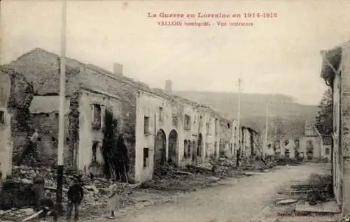 Ak Vallois Meurthe et Moselle, nach dem Bombenangriff, Innenansicht