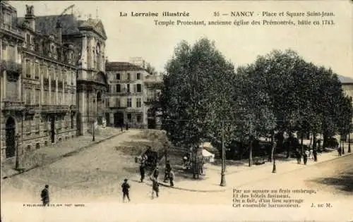 Ak Nancy Meurthe et Moselle, Place et Square Saint-Jean, Temple Protestant