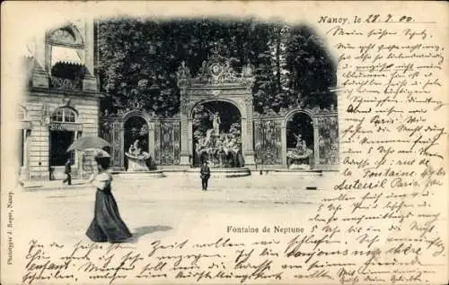 Ak Nancy Meurthe et Moselle, Fontaine de Neptune