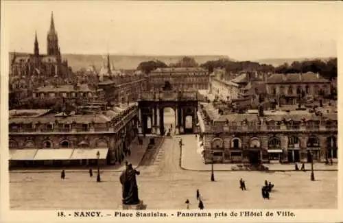 Ak Nancy Meurthe et Moselle, Place Stanislas, Panorama prise l'Hotel de Ville