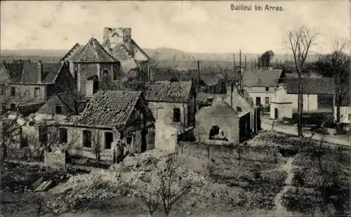 Ak Bailleul Sir Berthoult Pas-de-Calais, zerstörter Ort, Kriegszeiten
