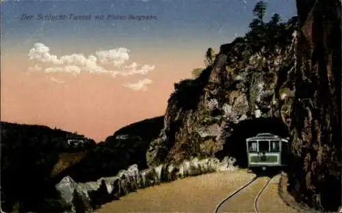 Ak Lothringen Vosges, Col de la Schlucht, Schluchttunnel und elektrische Bergbahn