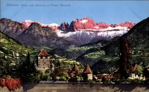 Ak Bozen Bolzano Südtirol, Blick zum Schloss Mareccio