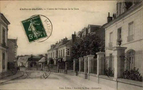 Ak Château du Loir Sarthe, Zentrum der Avenue de la Gare