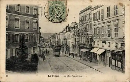 Ak Le Mans Sarthe, Rue Gambetta