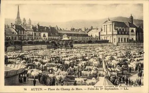 Ak Autun Saône-et-Loire, Place du Champ de Mars