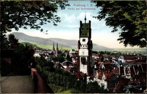 Ak Freiburg im Breisgau, am Schlossberg, Turm