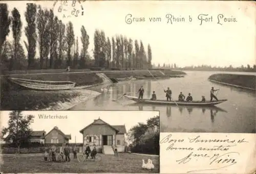 Ak Fort Louis Elsaß Bas Rhin, Gruß vom Rhein, Wärterhaus